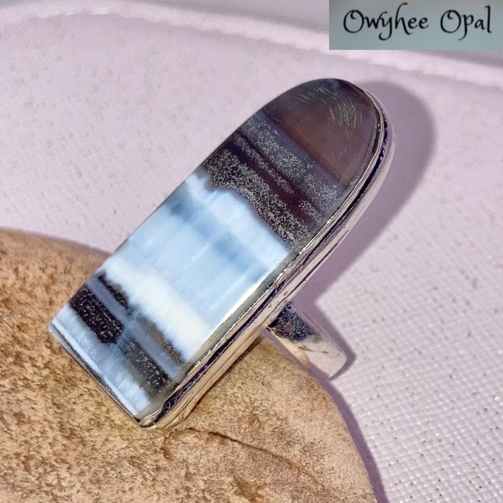 Unique Handmade Ring Owyhee Blue Opal Gemstone